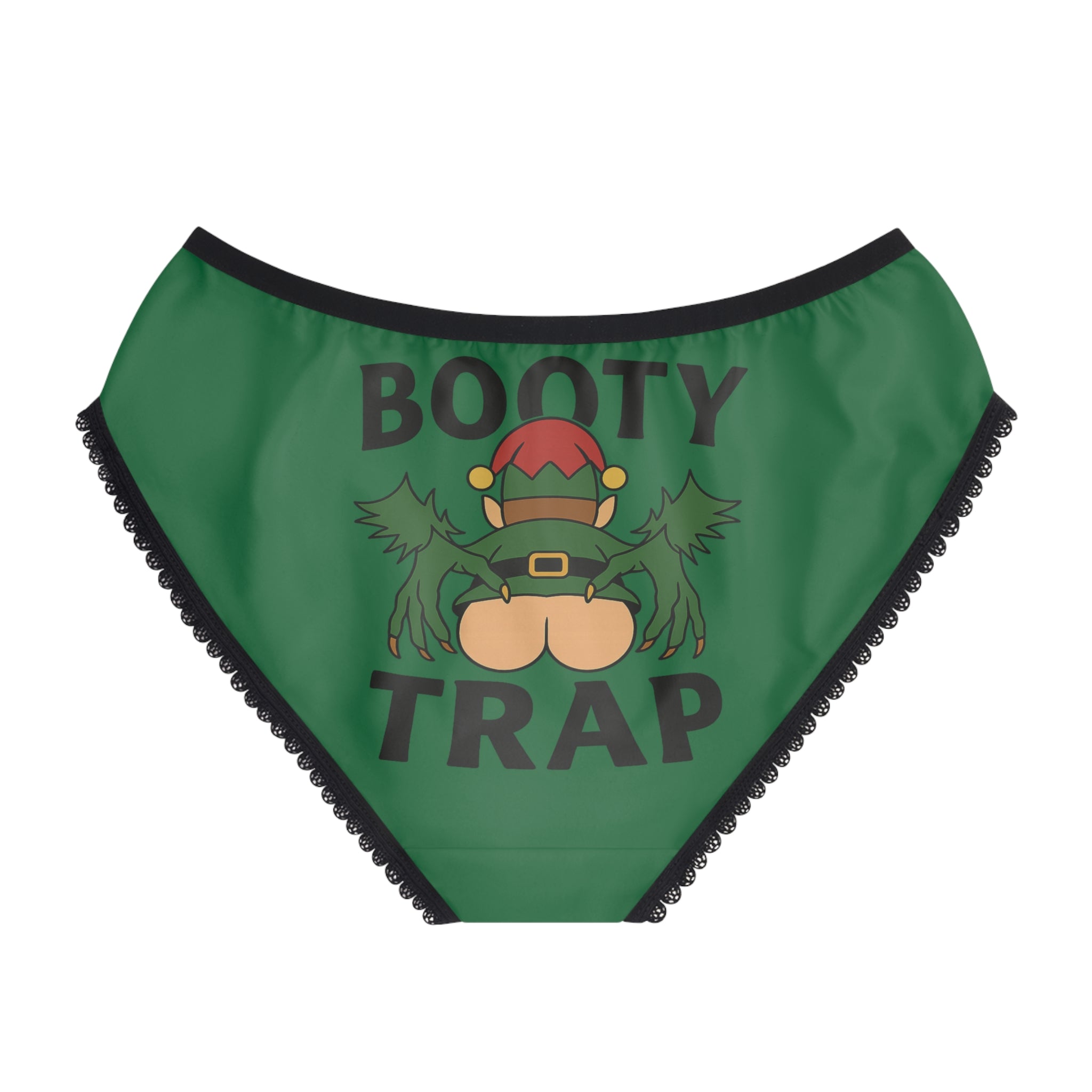 Booty Trap Elf Christmas Underwear | Funny Holiday Panties for Her | Cheeky Christmas Lingerie | Naughty Elf Gift | Xmas Gag Gift