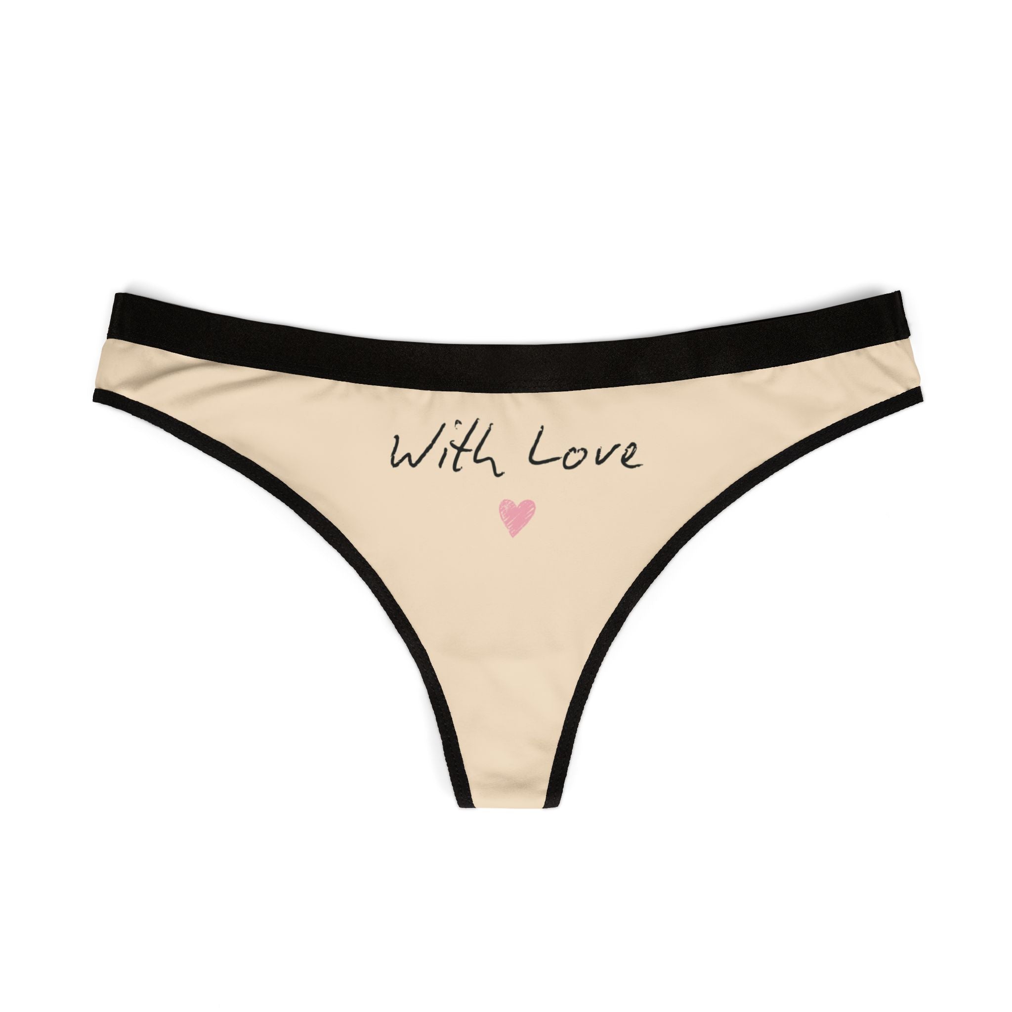 Bridal Panties | With Love Minimal Thong Panties | Couples Panties | Soft Aesthetic Love Note Underwear | Romantic Everyday Lingerie Gift