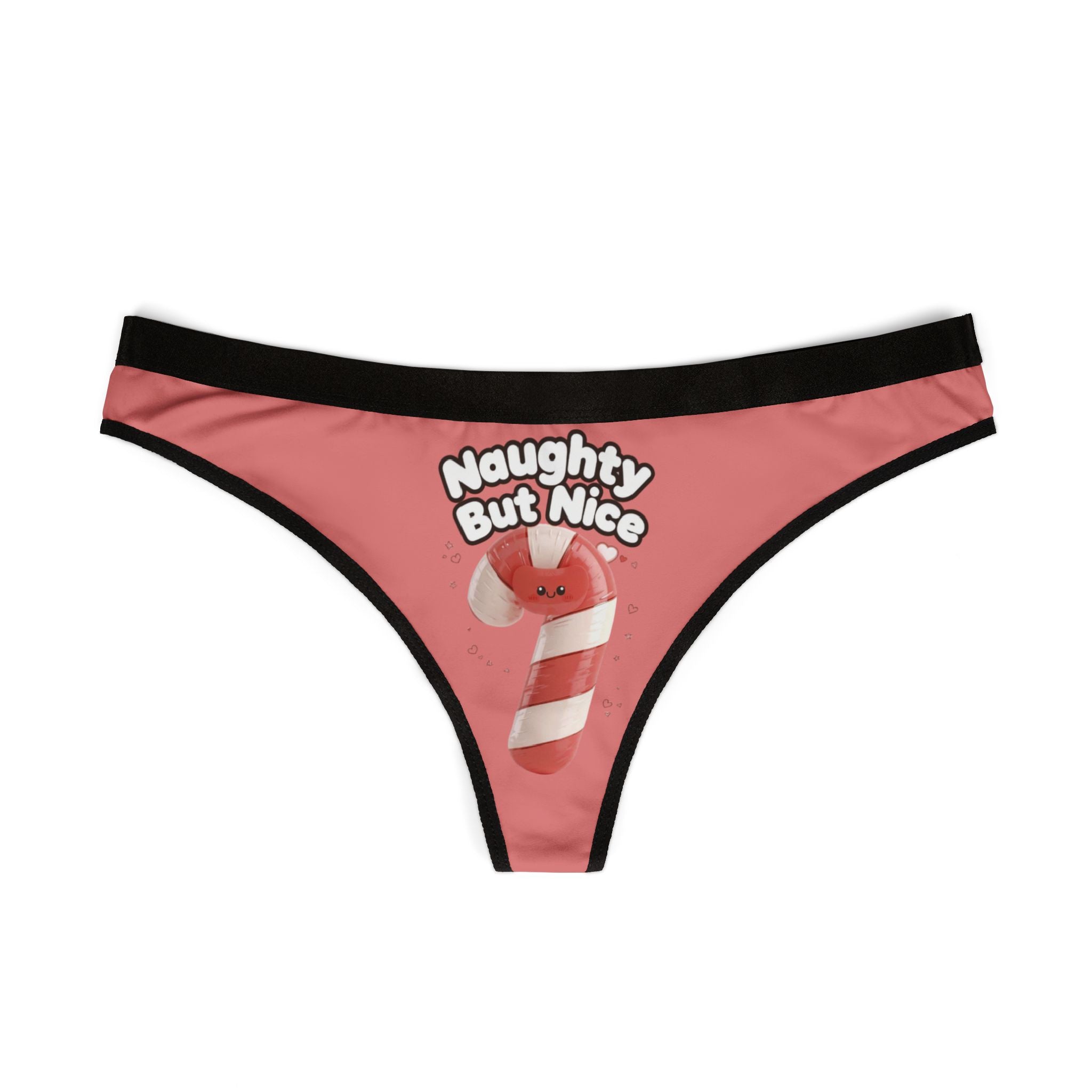Candy Cane Christmas Thong. Naughty But Nice Panties for Women | Cute Holiday Lingerie | Funny Christmas Underwear Gift